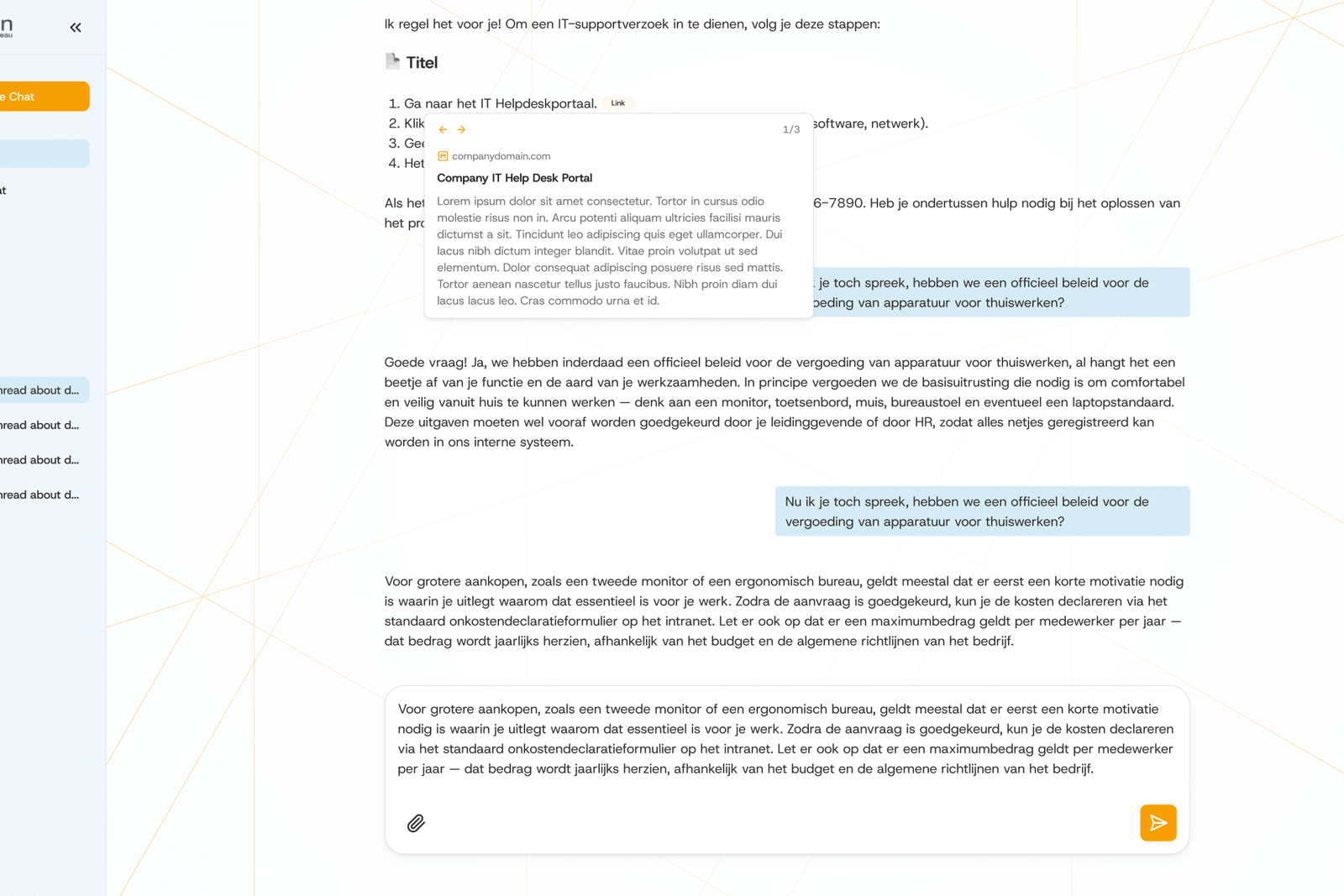 Nelissen Ingenieursbureau: chat-thread in Echo Chat