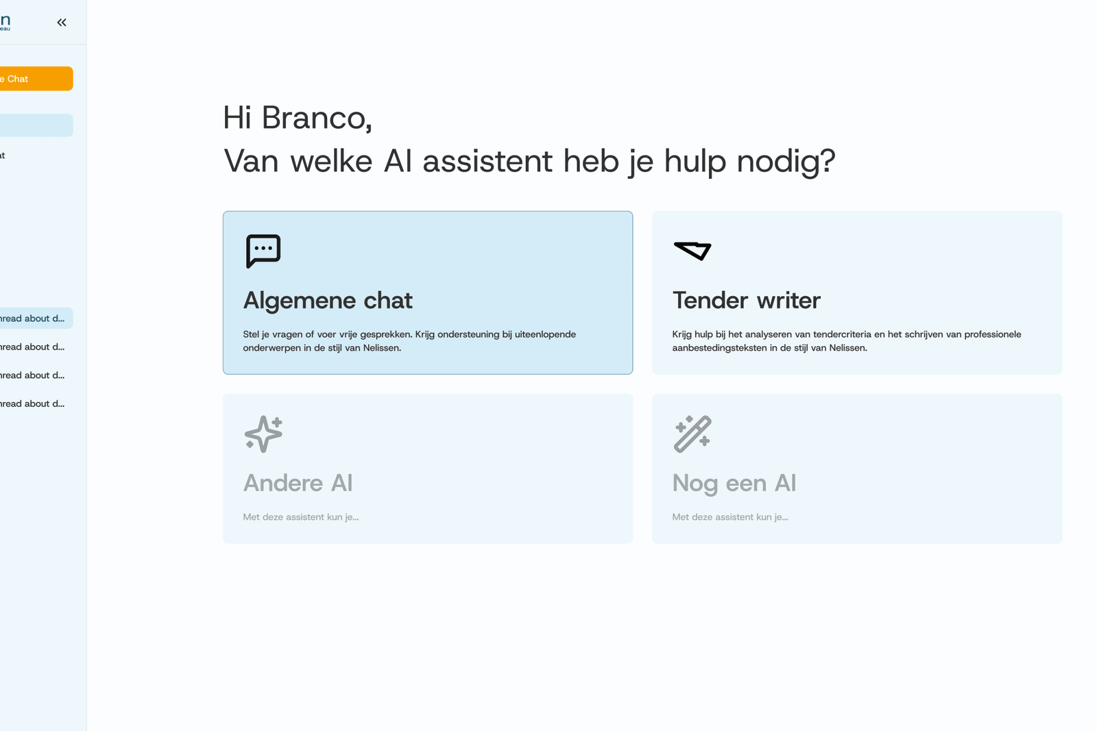 Nelissen Ingenieursbureau: dashboard in Echo Chat